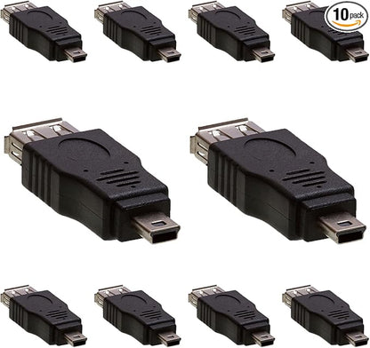 Cmple - [10 Pack Mini USB to USB Adapter Standard USB 2.0 A Female Jack to Mini by Cmple
