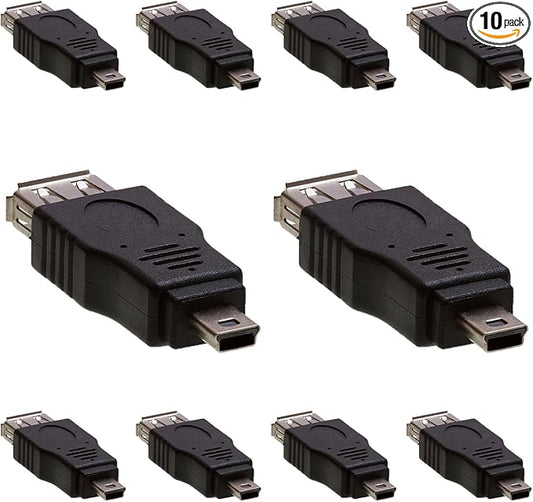 Cmple - [10 Pack Mini USB to USB Adapter Standard USB 2.0 A Female Jack to Mini by Cmple