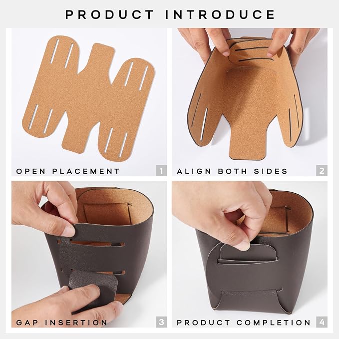 HOMIEAZICOZI 2-Pack Cork Leather Desk Accessories Storage - Image 6