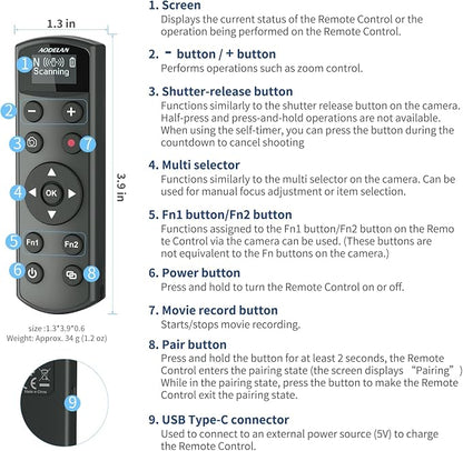 Rechargeable Shutter Release for Nikon AODELAN Wireless Camera Remote Control - Image 5