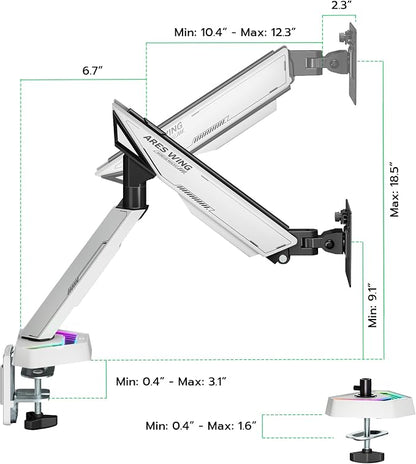 ARES WING RGB Single Monitor Arm Desk Mount - Image 9
