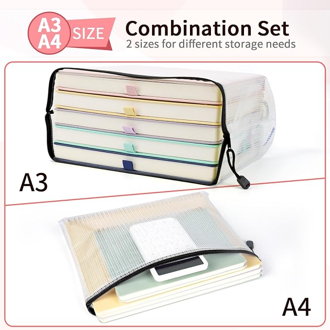 Umriox Mesh Zipper Pouch Bags, Large Storage Bags, Zipper Bags - Image 2