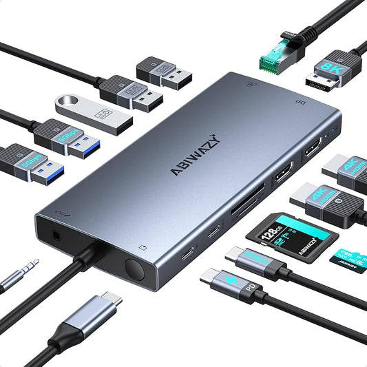 USB C Docking Station Dual Monitor by ABIWAZY