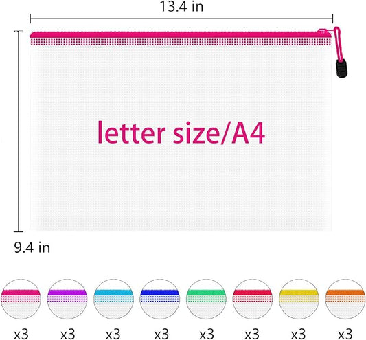 24pcs A4 Mesh Zipper Pouch Bags, Mesh Bags - Image 2