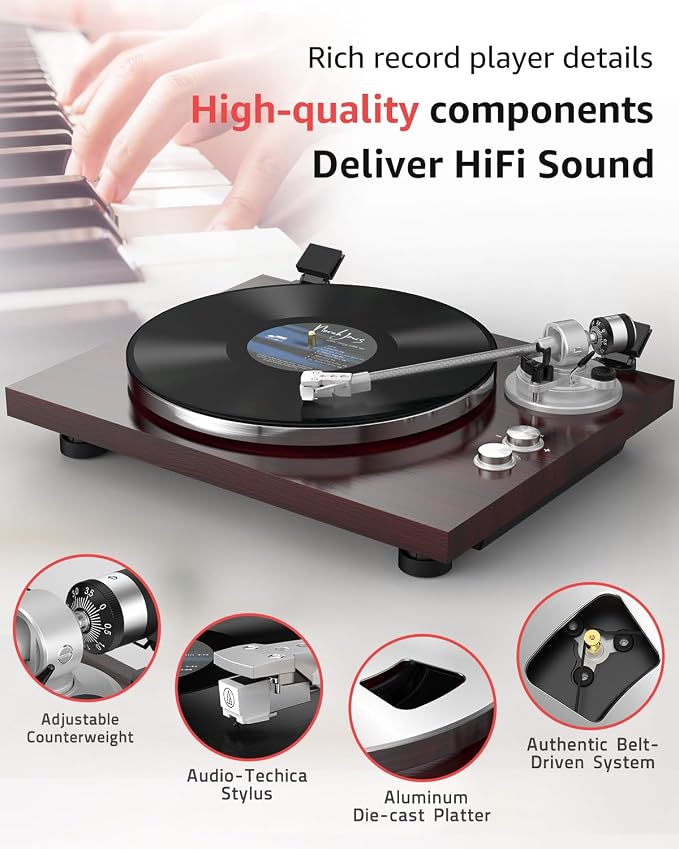 Turntable Record Player Wireless Output Carbon Fiber Tonearm Vinyl Player - Image 3