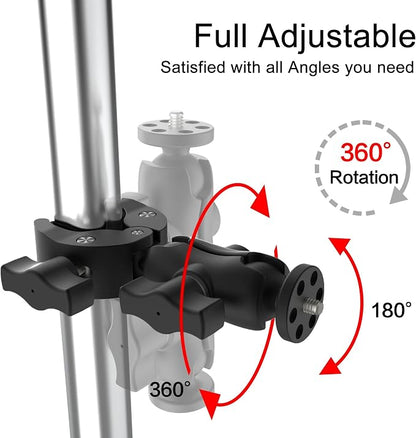 Taisioner Super Camera Clamp Mount Double Socket Arm 1/4"-20 Ball Head Adapter - Image 3
