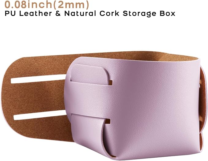 HOMIEAZICOZI 2-Pack Cork Leather Desk Accessories Storage - Image 2