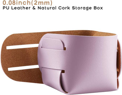 HOMIEAZICOZI 2-Pack Cork Leather Desk Accessories Storage - Image 2