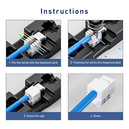25-Pack 10Gbps Cat6 Keystone Jacks, RJ45 Keystone Jack, Ethernet Keystone Jack - Image 6