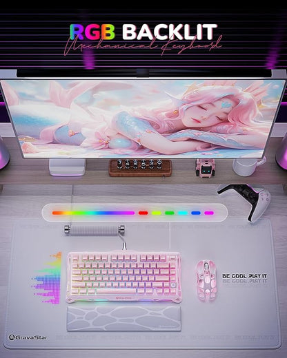 GravaStar Mercury K1 75% Pink Wireless Keyboard, Aluminum Alloy Exoskeleton - Image 6