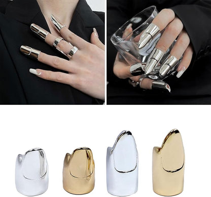 LIANXUE Metal Nail Cover Ring Hip Hop Cosplay Unisex Punk Gold Silver Color - Image 4