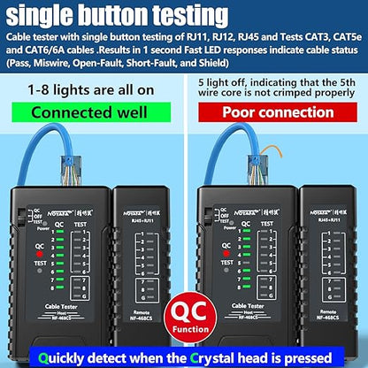 NOYAFA Network Cable Tester for RJ45, RJ12 /Cat5, Phone Line Cat3, Ethernet - Image 2