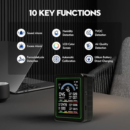 10 in 1 Indoor Air Quality Monitor, Portable Smartair air Quality Tester - Image 4