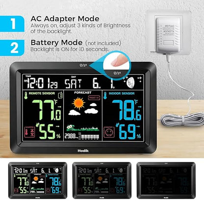 Weather Station Atomic Clock Indoor Outdoor Thermometer Wireless, Barometer - Image 5