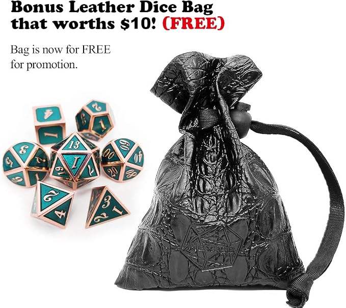 Haxtec DND Metal Dice Set Copper Teal Polyheral Dice Compatible - Image 2