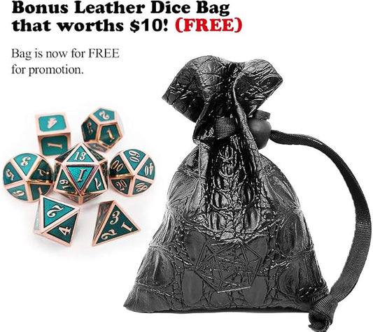 Haxtec DND Metal Dice Set Copper Teal Polyheral Dice Compatible - Image 2