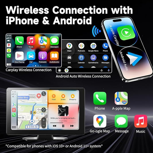Carplay Screen for Car, Portable Wireless Car Stereo Audio Receivers - Image 2