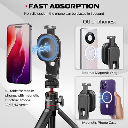 ULANZI Magnetic iPhone Tripod Mount MA23, Magnet Phone Holder Adapter Tripod - Image 2