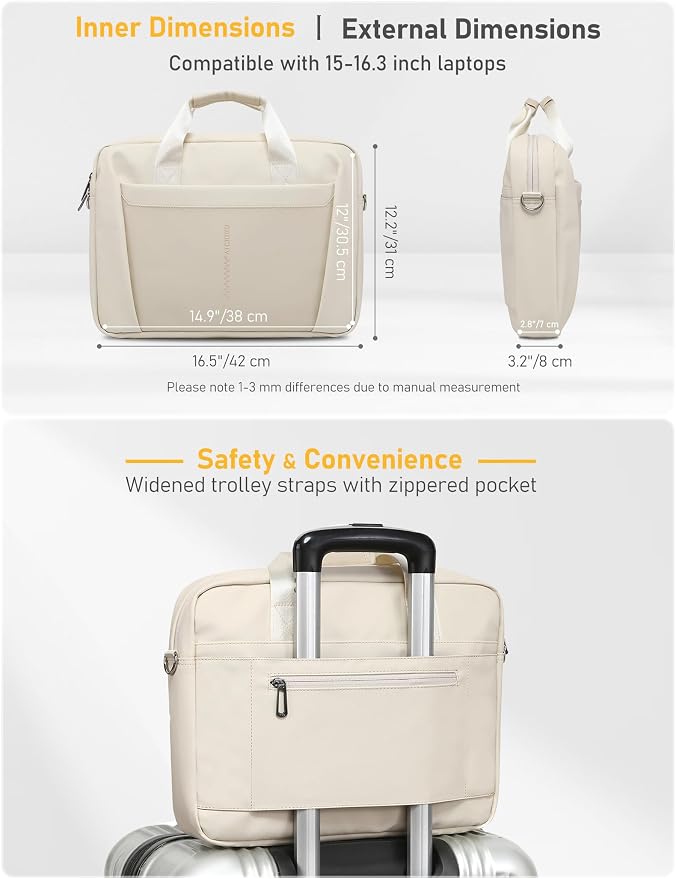 15-16 Inch Laptop Shoulder Bag Business Briefcase Water Resistant Computer - Image 6