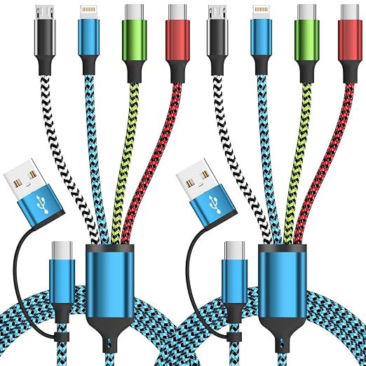USB A/C 4 in 2 Charging Cable, Dual Type C Mulit Charging Cord Universal by Jogrytece