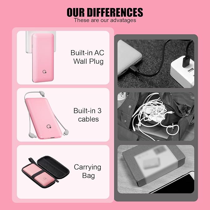 Q 10000mAh Power Bank, Slim Portable Charger, 4 Output External Battery Pack - Image 5