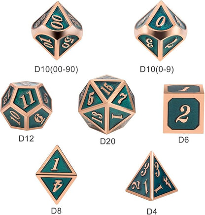 Teal D&D Metal Dice Set, DNDND 7 PCS Metallic Dungeons and Dragons Dice - Image 5