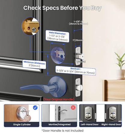 Veise VE012W Built-in WiFi Fingerprint Smart Lock, App Remote Control, - Image 12
