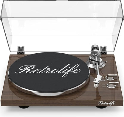 Turntable Record Player Wireless Output Vinyl Players Aluminium Platter and by Retrolife