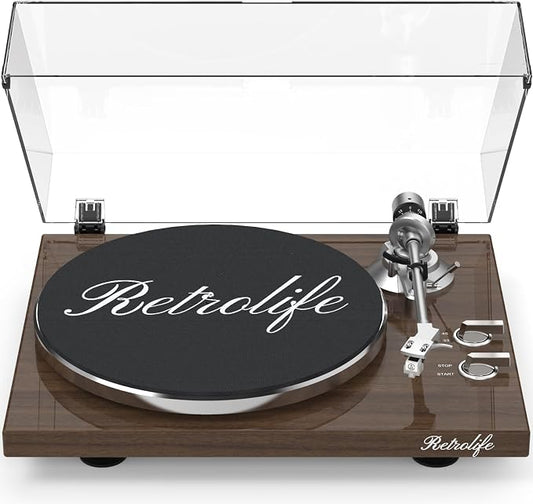 Turntable Record Player Wireless Output Vinyl Players Aluminium Platter and by Retrolife