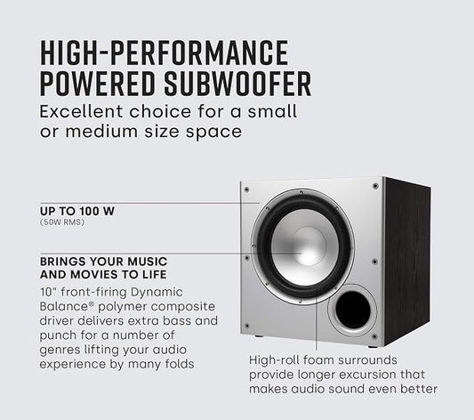 Polk Audio PSW10 10" Powered Subwoofer – Power Port Technology, Big Bass in - Image 2