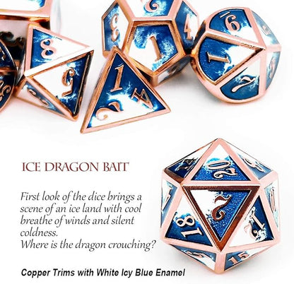 Haxtec Metal DND Dice Set Copper Blue White D&D Dice - Image 5
