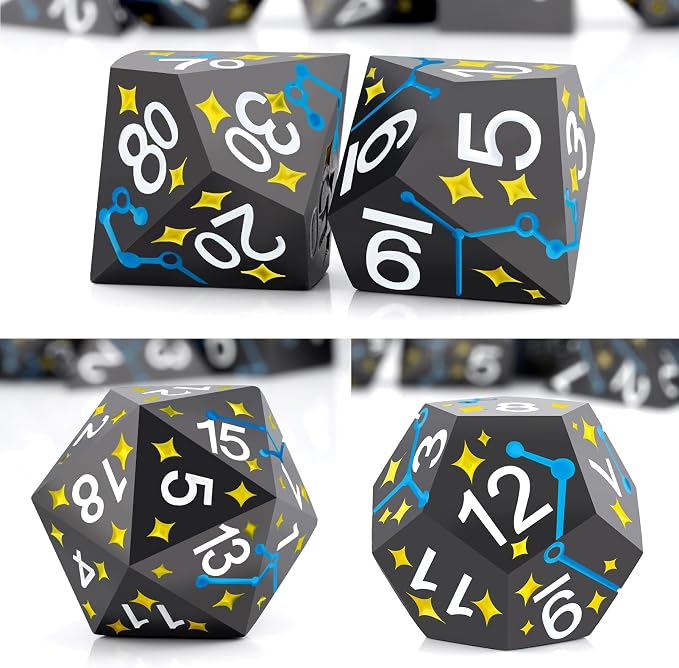 PJOY Metal Dice Set D&D Star DND Dice Set Polyhedral Dice - Image 5