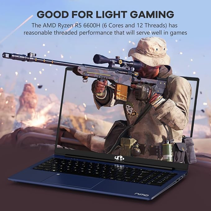 NIMO 15.6" IPS FHD-Gaming-Laptop, AMD Ryzen 5 6600H 6-Cores 660M GPU 64GB DDR5 - Image 3