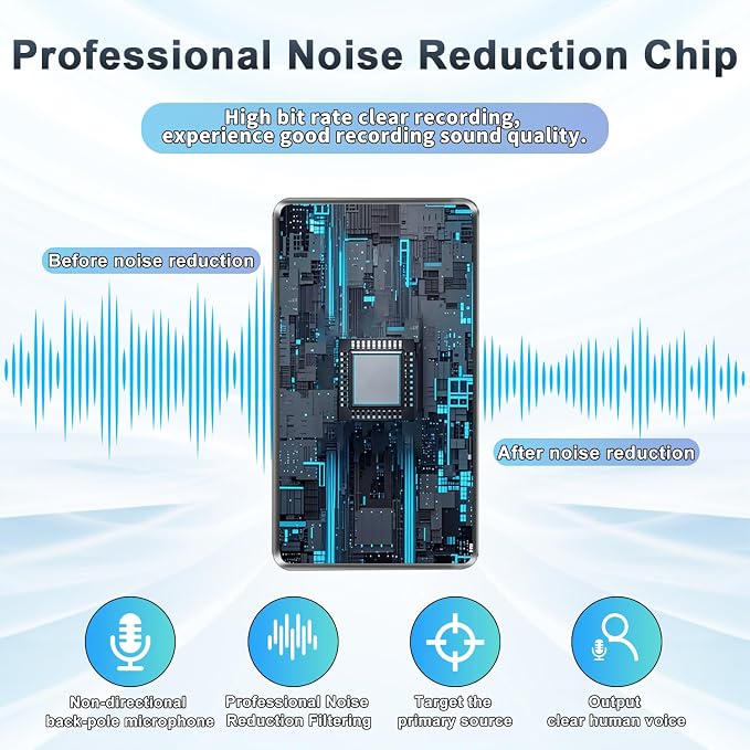 Voice Recorder - 64GB Mini Voice Recorder - Noise Cancellation Voice Activated - Image 6