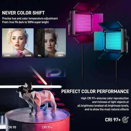 GVM RGB LED Video Light with Bluetooth Control, 60W Photography Studio Lighting - Image 3