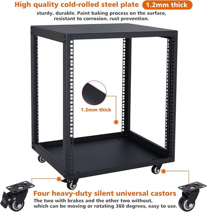 SC02 12U 19" Open Frame Network Server AV Gear Equipment Rack Mobile Storage - Image 5