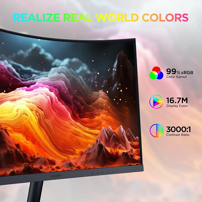 KOORUI 24 inch Curved Monitor, Full HD 1080P Curved Computer Monitor, 100Hz - Image 3
