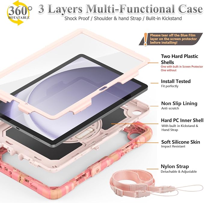SEYMAC stock Case for Samsung Galaxy Tab A9+ Plus 11'', Full-Body Drop - Image 7