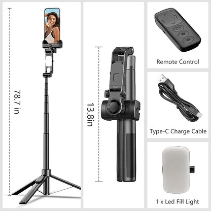 71" Tripod for iPhone with Light, Auto Face Tracking Selfie Stick Tripod - Image 9