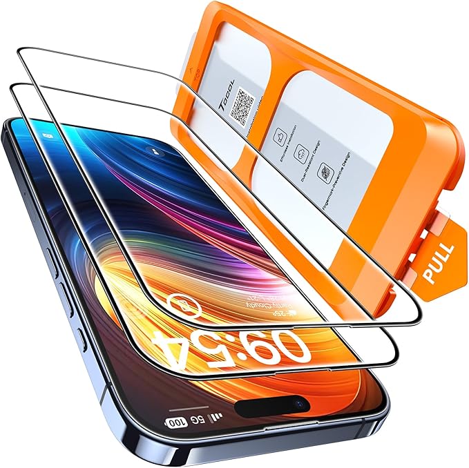 TOCOL for iPhone 15 Screen Protector 9H Hardness Military Grade Shatterproof HD by TOCOL
