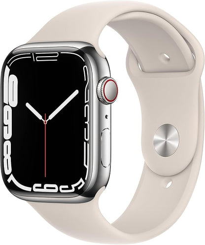 Apple Watch Series 7 Silver Stainless Steel Case by Amazon+Renewed
