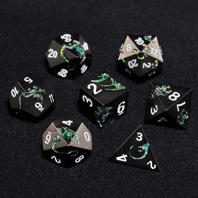 D&D Dice Set Metal Dragon Polyhedral DND Dice Set - Image 3