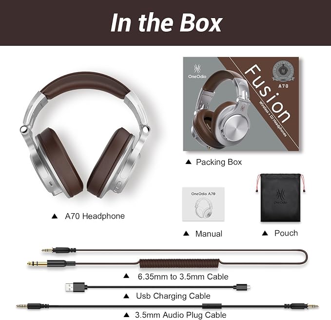 OneOdio A70 Bluetooth Over Ear Headphones, Wireless Headphones w/ 72H Playtime - Image 9