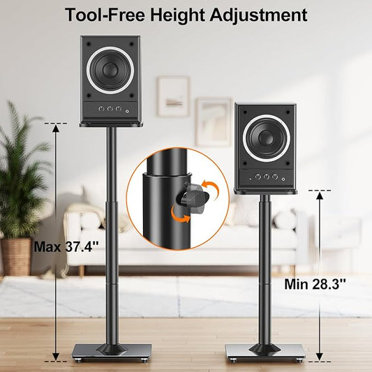 ELIVED Universal Speaker Stands Height Adjustable 28"-37.4", Bookshelf Speaker - Image 2