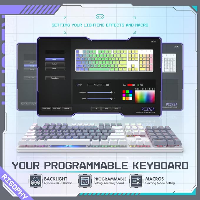 Wireless Mechanical Keyboard, Triple Mode 2.4G/USB-C/Bluetooth Gaming Keyboard - Image 3