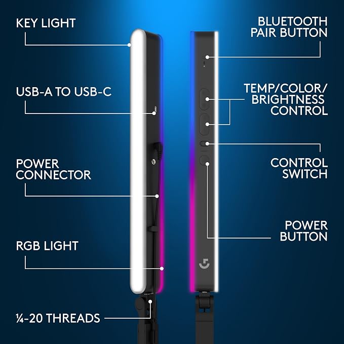 Logitech G Litra Beam LX Premium Dual-Sided RGB LED Streaming Key Light - Image 5