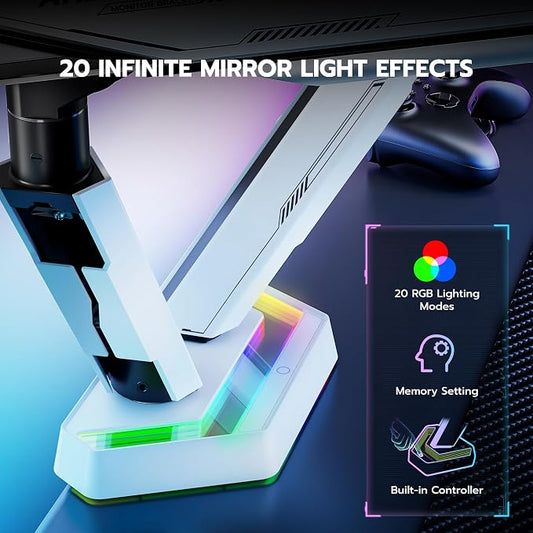 ARES WING RGB Dual Monitor Arm for 17-38" Ultrawide Screens, Holds 35.2lbs - Image 2