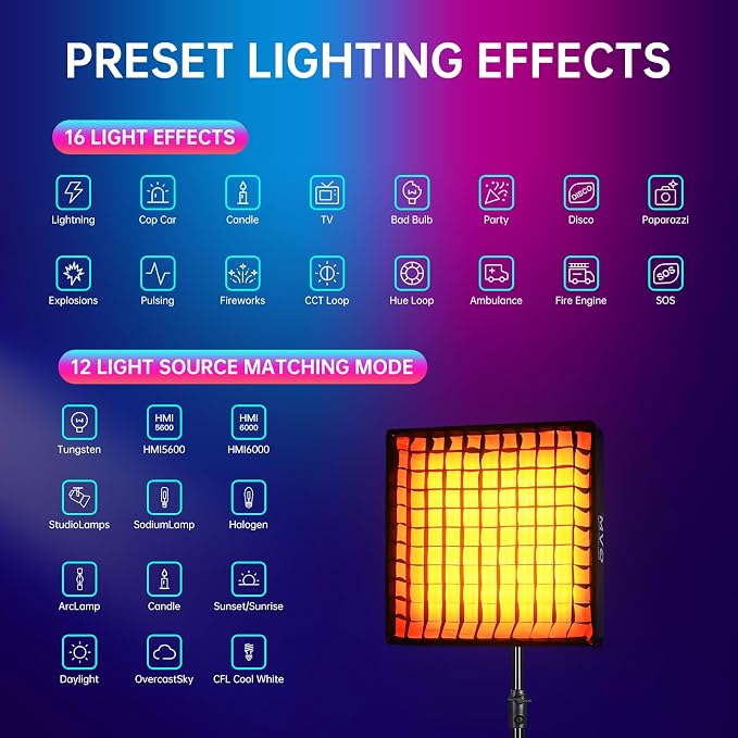 GVM 100W RGB Flexible Led Video Light, 2000K~10000K, Flexible Folding LED Panel - Image 5