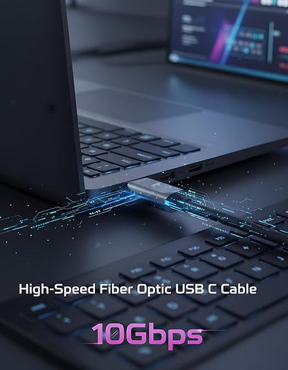 Fiber Optic USB A to USB C Cable 50ft, 10Gbps Active Optical Long-Distance - Image 3