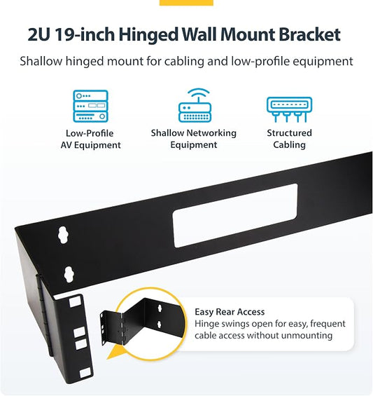 StarTech.com 2U Hinged Wall Mount Patch Panel Bracket - Image 2